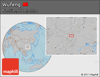 Gray Location Map of Wufeng, hill shading