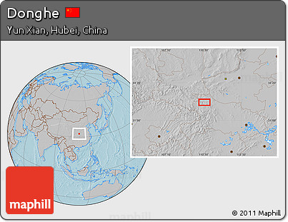 Gray Location Map of Donghe, hill shading