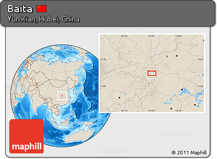 Shaded Relief Location Map of Baita