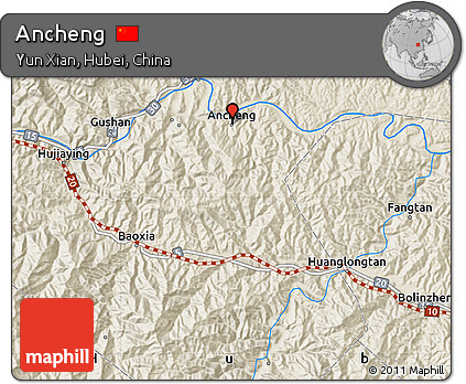 Shaded Relief Map of Ancheng