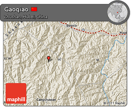 Shaded Relief Map of Gaoqiao
