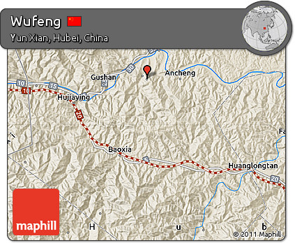 Shaded Relief Map of Wufeng