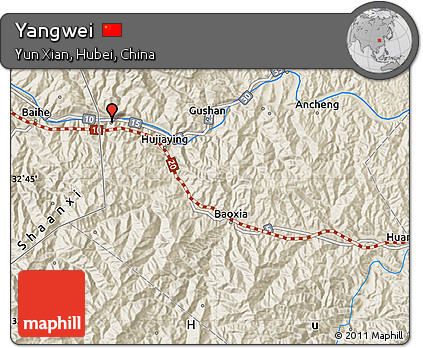 Shaded Relief Map of Yangwei