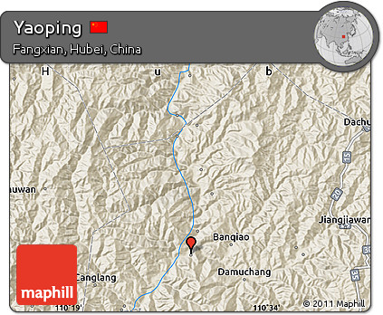 Shaded Relief Map of Yaoping