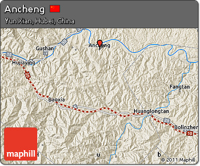 Shaded Relief Map of Ancheng