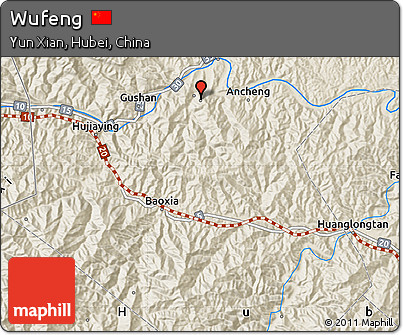 Shaded Relief Map of Wufeng