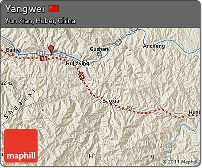 Shaded Relief Map of Yangwei