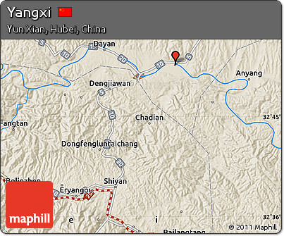 Shaded Relief Map of Yangxi