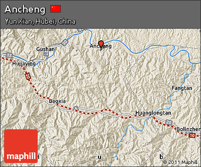 Shaded Relief Map of Ancheng