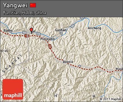 Shaded Relief Map of Yangwei