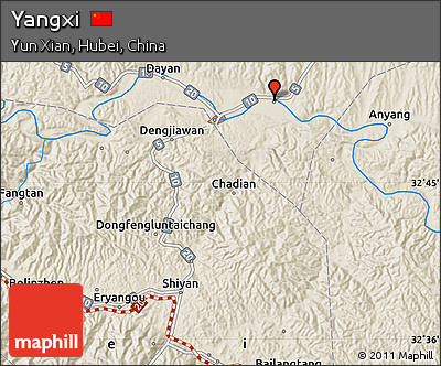 Shaded Relief Map of Yangxi