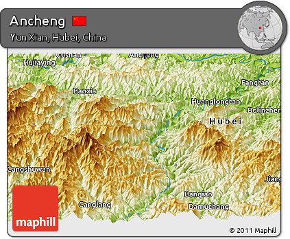 Physical Panoramic Map of Ancheng