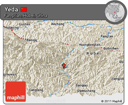 Shaded Relief Panoramic Map of Yeda
