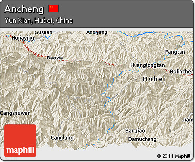 Shaded Relief Panoramic Map of Ancheng