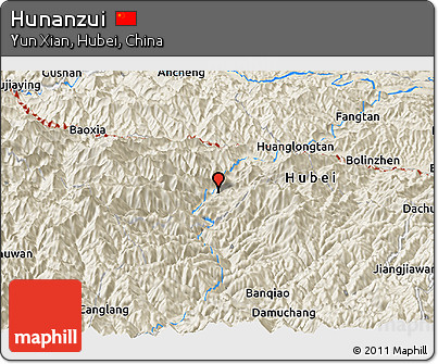 Shaded Relief Panoramic Map of Hunanzui