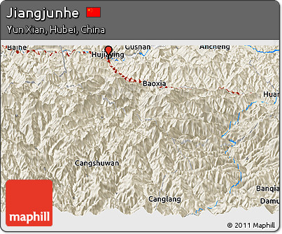 Shaded Relief Panoramic Map of Jiangjunhe