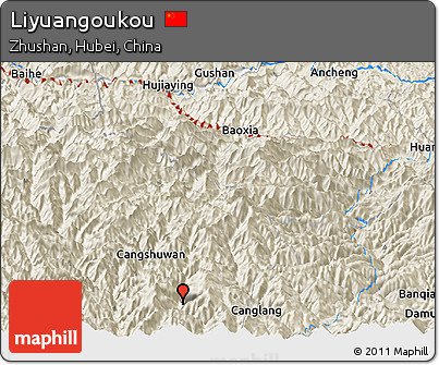 Shaded Relief Panoramic Map of Liyuangoukou