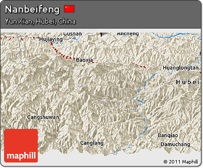 Shaded Relief Panoramic Map of Nanbeifeng