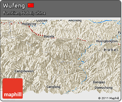 Shaded Relief Panoramic Map of Wufeng