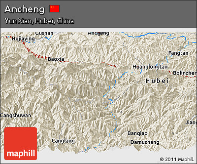 Shaded Relief Panoramic Map of Ancheng