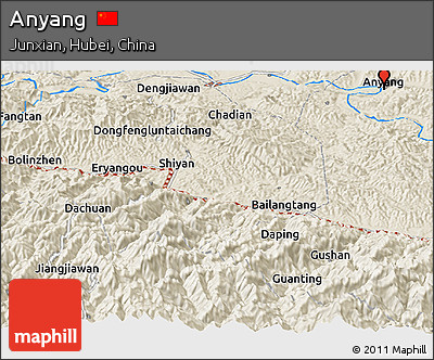 Shaded Relief Panoramic Map of Anyang