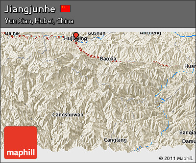 Shaded Relief Panoramic Map of Jiangjunhe