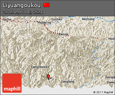 Shaded Relief Panoramic Map of Liyuangoukou