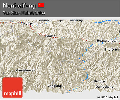 Shaded Relief Panoramic Map of Nanbeifeng