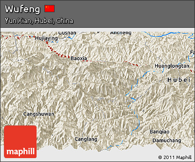 Shaded Relief Panoramic Map of Wufeng