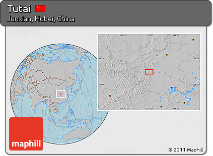 Gray Location Map of Tutai, hill shading