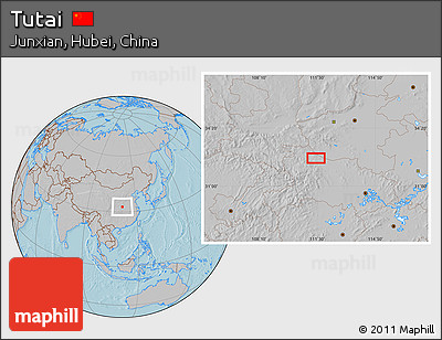 Gray Location Map of Tutai, hill shading