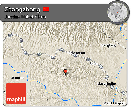 Shaded Relief Map of Zhangzhang