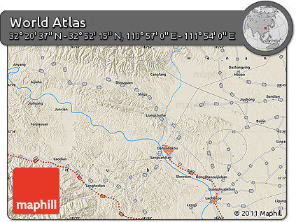 Shaded Relief Map of the Area around 32° 36' 26" N, 111° 25' 30" E