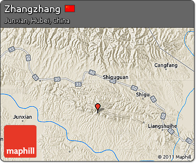 Shaded Relief Map of Zhangzhang