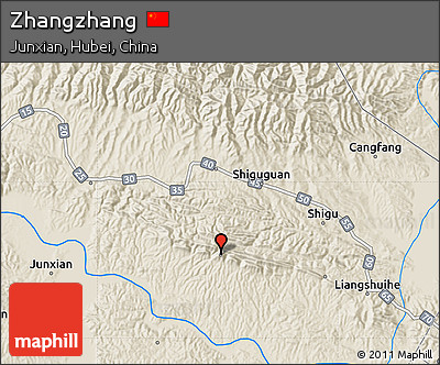 Shaded Relief Map of Zhangzhang