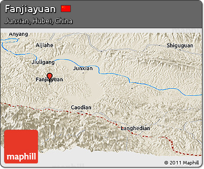 Shaded Relief Panoramic Map of Fanjiayuan