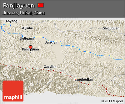 Shaded Relief Panoramic Map of Fanjiayuan