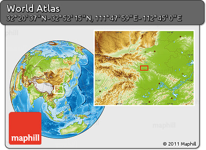 Physical Location Map of the Area around 32° 36' 26" N, 112° 16' 30" E