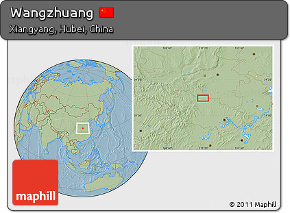 Savanna Style Location Map of Wangzhuang, hill shading