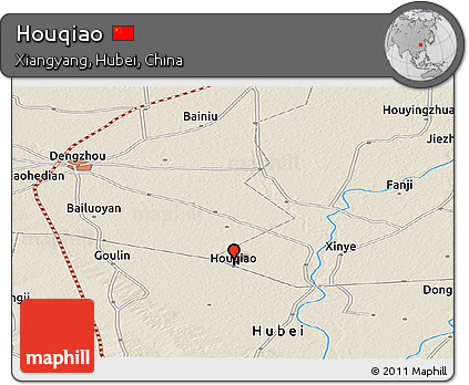 Shaded Relief Panoramic Map of Houqiao