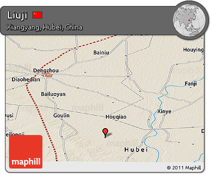 Shaded Relief Panoramic Map of Liuji