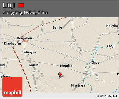 Shaded Relief Panoramic Map of Liuji
