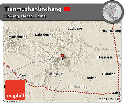 Shaded Relief 3D Map of Tianmushanlinchang