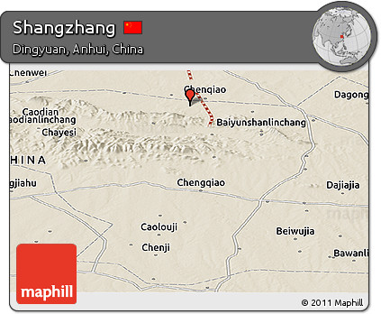 Shaded Relief Panoramic Map of Shangzhang