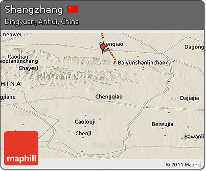 Shaded Relief Panoramic Map of Shangzhang