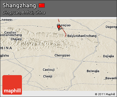 Shaded Relief Panoramic Map of Shangzhang