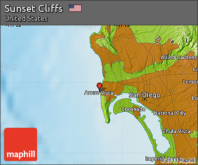 Physical Map of Sunset Cliffs