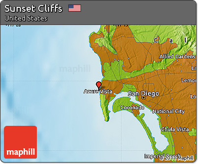 Physical Map of Sunset Cliffs