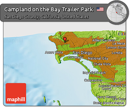 Physical Panoramic Map of Campland On the Bay Trailer Park