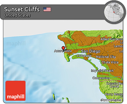 Physical Panoramic Map of Sunset Cliffs